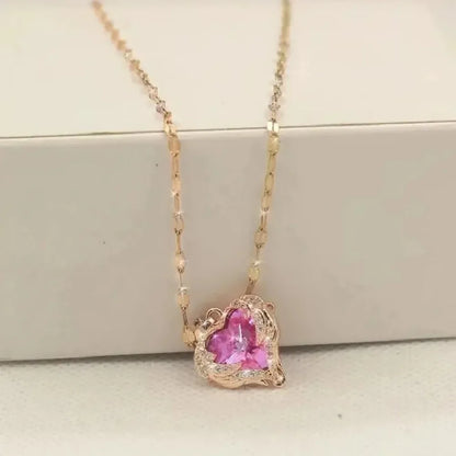 1 Pcs Romantic Couple Glass Encrusted Bronze Zircon Ocean Heart