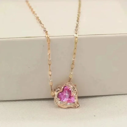 1 Pcs Romantic Couple Glass Encrusted Bronze Zircon Ocean Heart