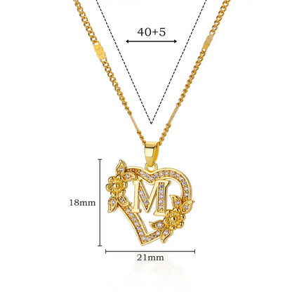 The IceBoyDC Zircon Flower Heart Initials Necklaces