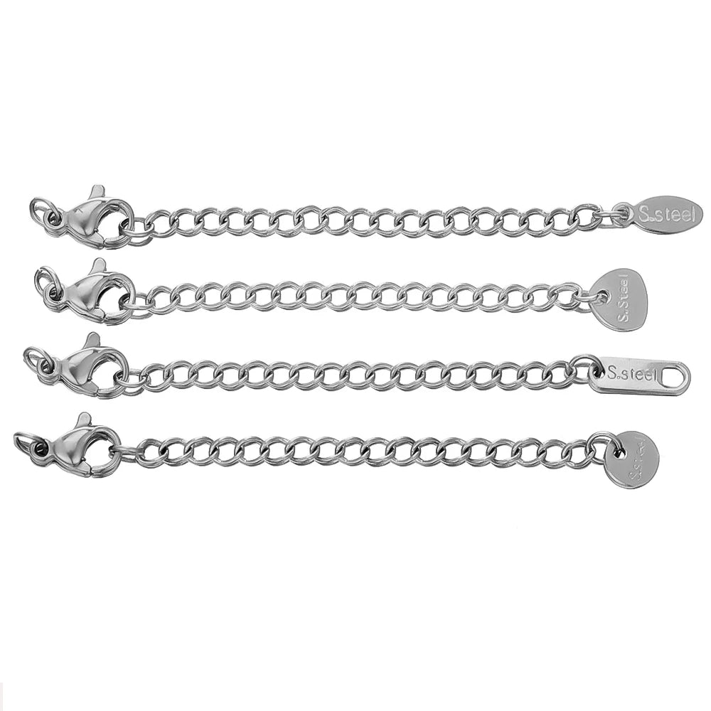 10pcs Stainless Steel Extension Extended Tail Chains Lobster Clasps