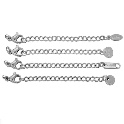 10pcs Stainless Steel Extension Extended Tail Chains Lobster Clasps
