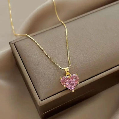 New Wine Red Cherry Gold Colour Pendant Necklace For Women Personality Fashion Necklace Wedding Jewelry Birthday Gifts