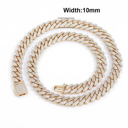 Drop Shipping Hip Hop Cuban Link Chain Necklace Silver/18k Gold Plated 10/12/14/15/20mm Iced Out Diamond CZ Gift for Him/Her