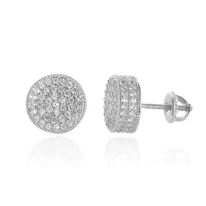 925 Sterling Silver Square Screw Stud Earrings Pave CZ Iced Out Screw