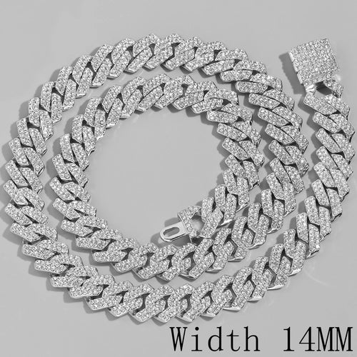 Men Women Luxury Prong Cuban Link Chain Necklace Bling Iced Out