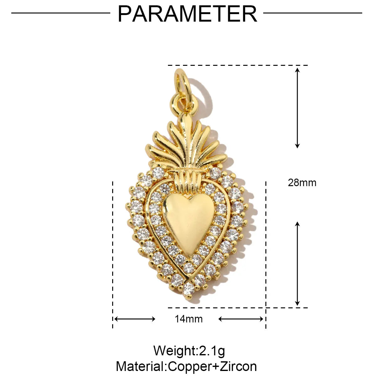 3pcs/Lot Coper Zircon Irregular Heart Necklace Pendant Women 18k Real Gold Color Love DIY Earring Charms Jewelry Findings