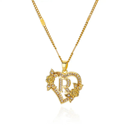 The IceBoyDC Zircon Flower Heart Initials Necklaces
