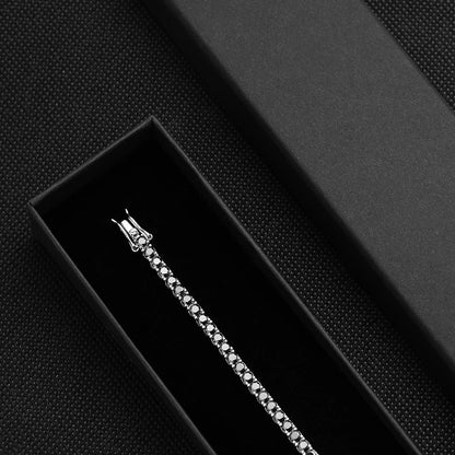 Mens Sterling Silver Bracelets -  Real 3/4/5/6.5MM Full Black Moissanite Tennis Bracelet for Women Men S925 Silver Link Bracelets Fine Jewelry