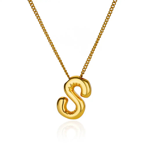 Stainless Steel Collares Chunky Alphabet Balloon 3D Letter Initials
