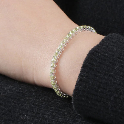 925 Sterling Silver Peridot Tennis Bracelet for Women