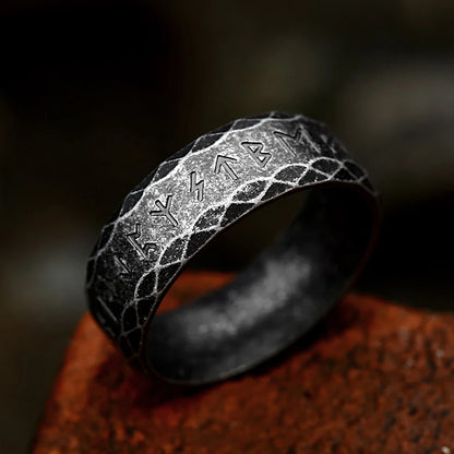 Stainless Steel Runic Viking Ring - Nordic Design for Men and Women Amulet