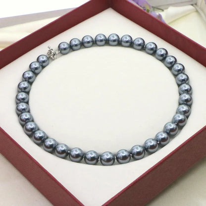 Pearl Jewelry For Women 12mm Grace Multicolor Round Bead Shell Pearl Necklace Magnet Clasp AAA Design Handmade Birthday Gift