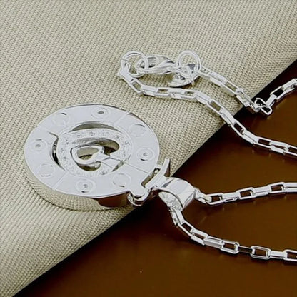 Couple Necklace 925 Silver Heart Circle Men & Women Love Gift Set