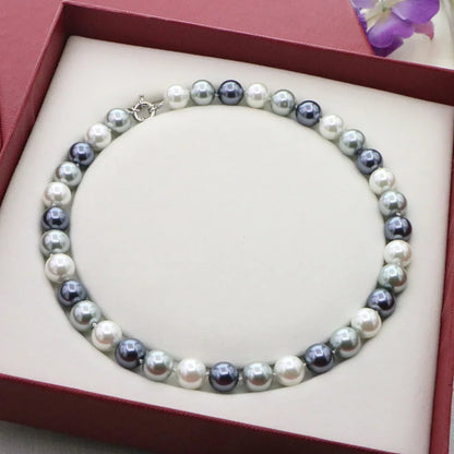 Pearl Jewelry For Women 12mm Grace Multicolor Round Bead Shell Pearl Necklace Magnet Clasp AAA Design Handmade Birthday Gift
