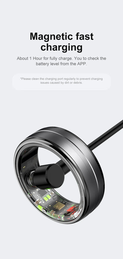 Men Women Heart Rate Blood Oxygen Monitor Waterproof Smart Ring