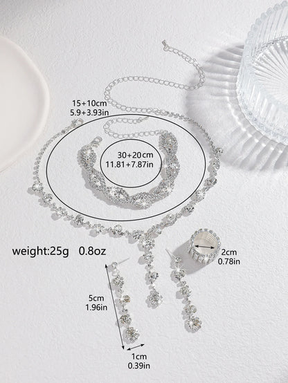 4PC Women's Fashion Copper Claw Chain Sunflower Necklace Earrings