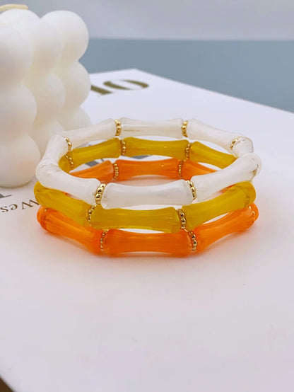 3pcs Acrylic Beaded Elastic Bracelet with Colorful Bamboos for Women's Daily Wear bracelet for women