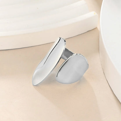 Stainless Steel Simple Smooth Metal Heart Rings For Women Men Y2K