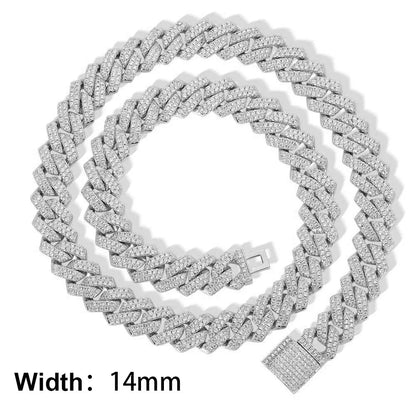 Drop Shipping Hip Hop Cuban Link Chain Necklace Silver/18k Gold Plated 10/12/14/15/20mm Iced Out Diamond CZ Gift for Him/Her