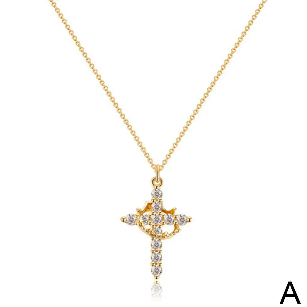 Eternal Grace – Cross & Crown Necklace