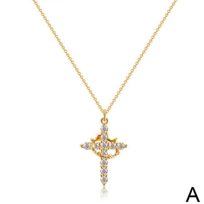 Eternal Grace – Cross & Crown Necklace