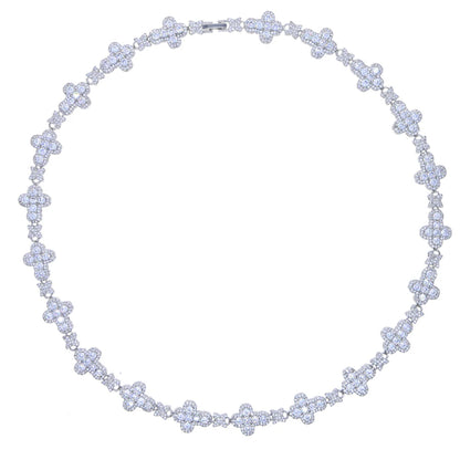 2025 New Iced Out Cross Necklace for Men Women Bling Silver Color Cubic Zirconia Charm Star Link Chain Hip Hop Jewelry