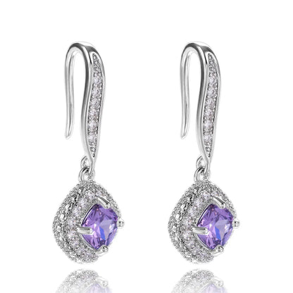 Exquisite Fashion Silver Color Inlaid White Zircon Dangle Earring for