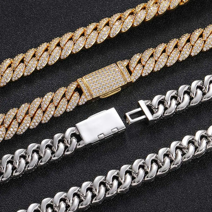 10mm Hip Hop Cubic Zircon CZ Iced Out Bubbles Cuban Link Chain