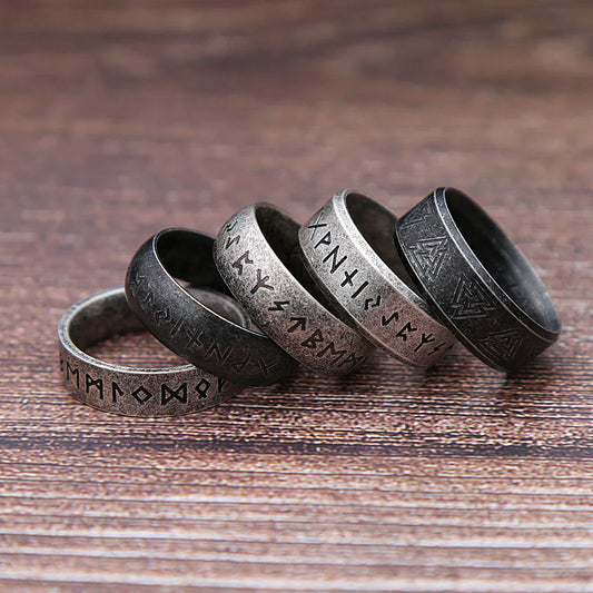Stainless Steel Runic Viking Ring - Nordic Design for Men and Women Amulet