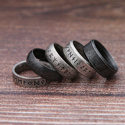 Stainless Steel Runic Viking Ring - Nordic Design for Men and Women Amulet