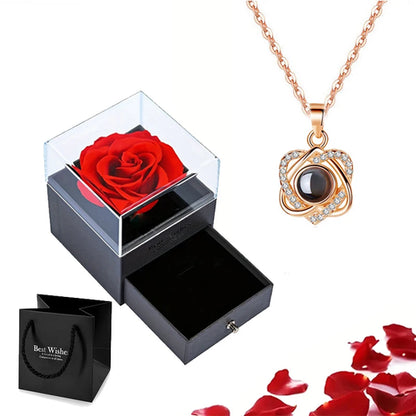 Projection Necklace Set With Rose Gift Box 100 Languages I Love You