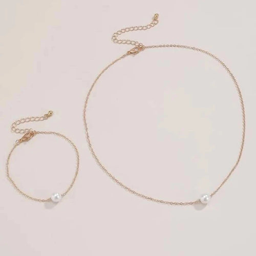 Hot White Pearl Jewelry Sets Necklace Bracelet Big Pearl Sets Unquie