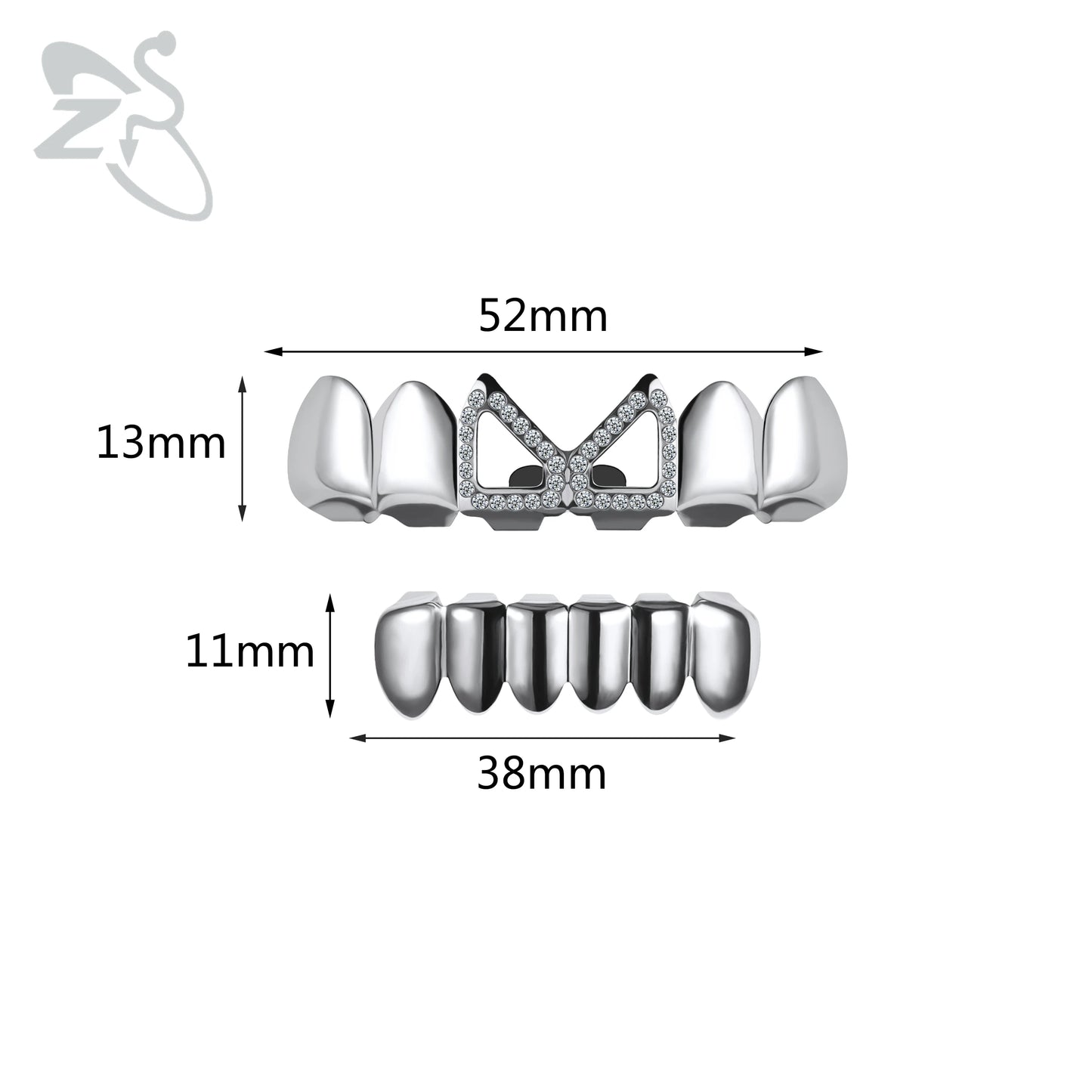 ZS 1 Set Hip Hop 18K Gold Plated Grillz Men Teeth Shiny CZ Crystal Cross Gap Grillz Colorful Zircon Top&Bottom Tooth Jewelry