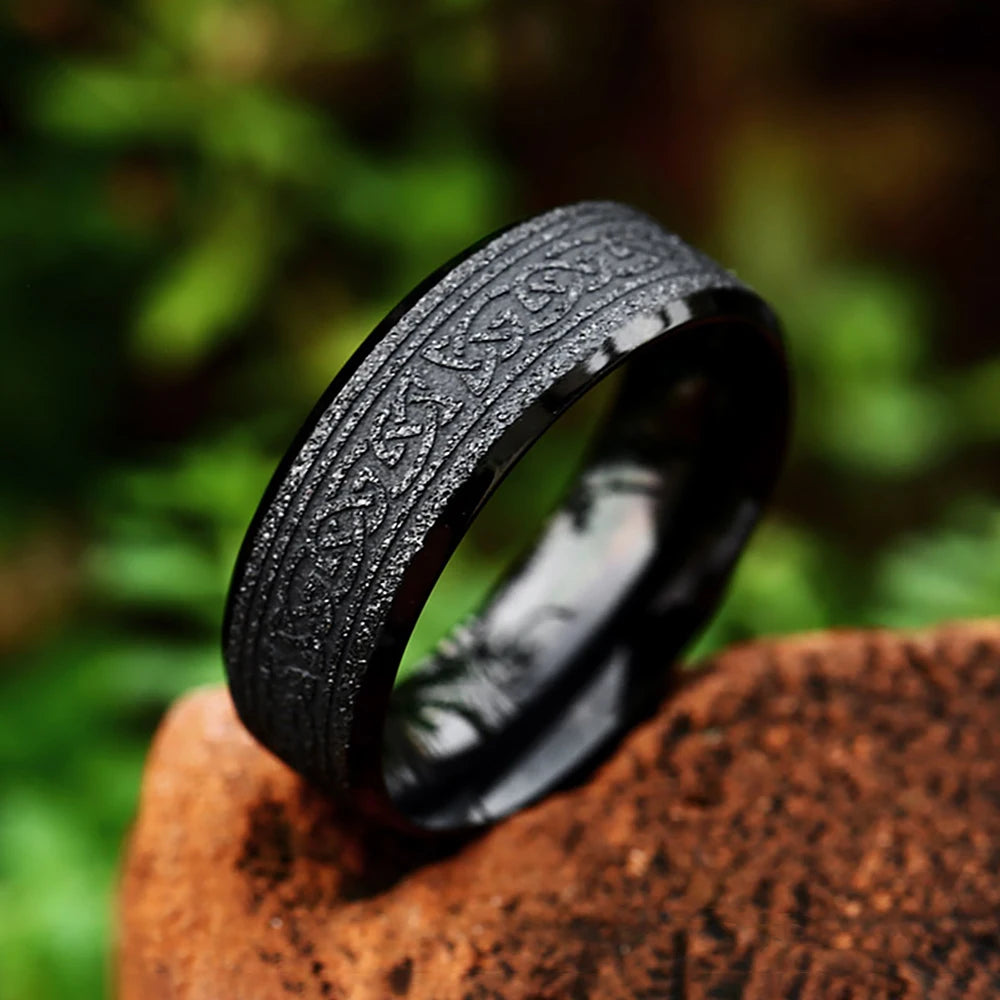 Stainless Steel Runic Viking Ring - Nordic Design for Men and Women Amulet