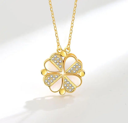 Creative Magnetic Folding Heart Shape Four-leaf Clover Pendant