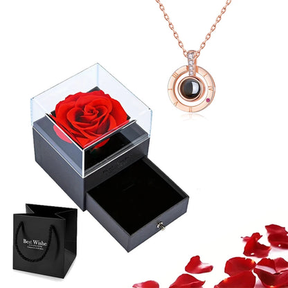 Projection Necklace Set With Rose Gift Box 100 Languages I Love You