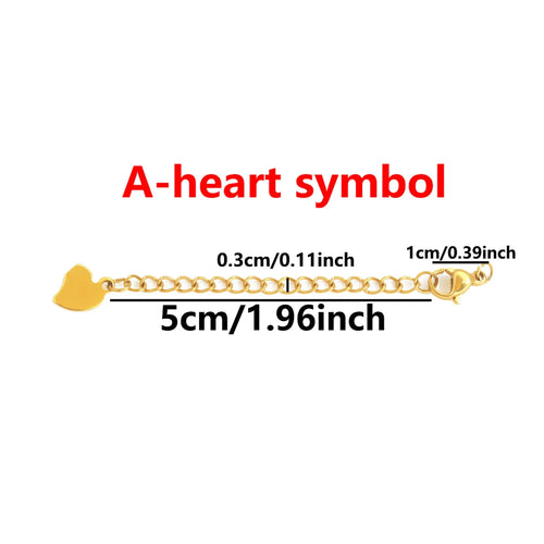 10 Pcs Stainless Steel End Chain with Lobster Clasp Skeletonized Heart