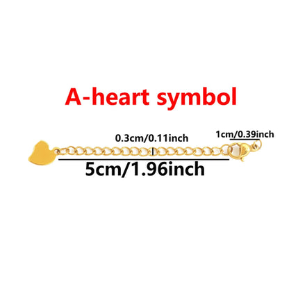 10 Pcs Stainless Steel End Chain with Lobster Clasp Skeletonized Heart