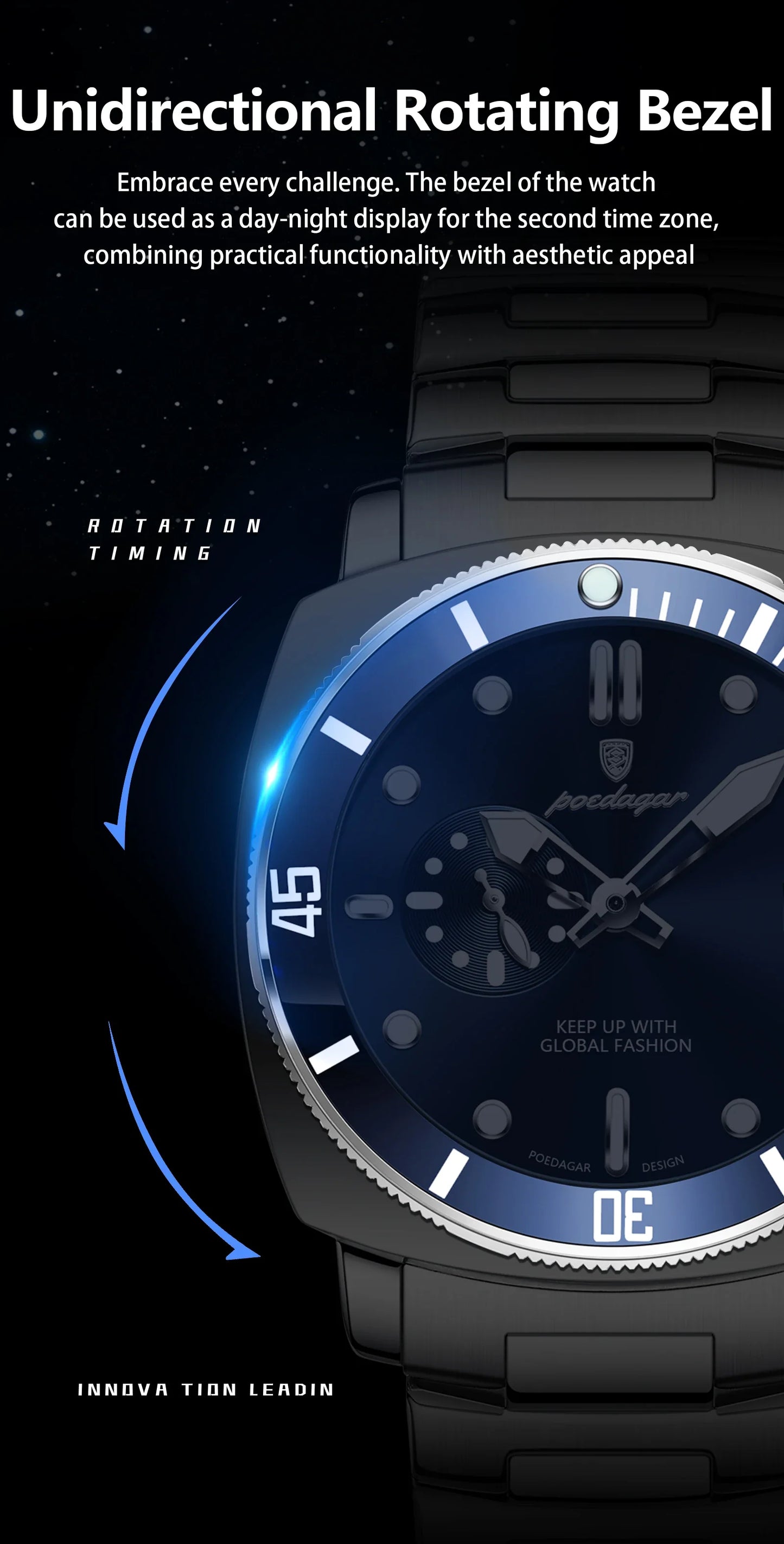 POEDAGAR SportLux® – Men’s Waterproof Quartz Watch