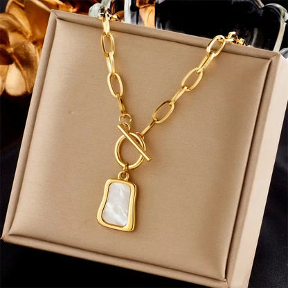 Toggle Clasp White Pendant Necklace