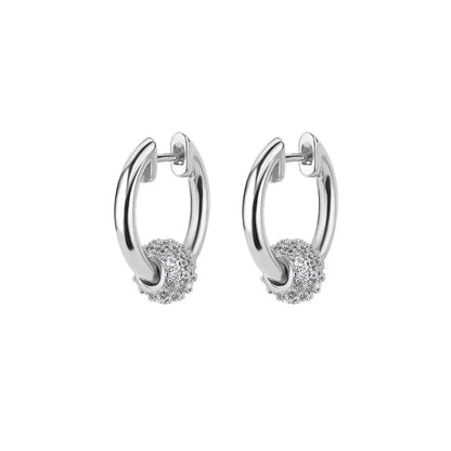 Zircon Round Hoop Earrings for Women Stainless Steel Round Circle Heart Evil Blue Earring Female Fashion Party Jewelry Gift BFF