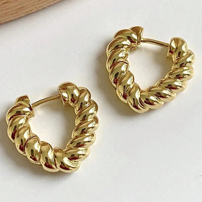 Gold Plating Heart Shape Hoop Earrings For Women Twisted Heart
