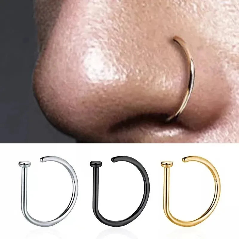 1pc Women Men Fake Piering Nose Ring Earrings, Fashion Punk Non