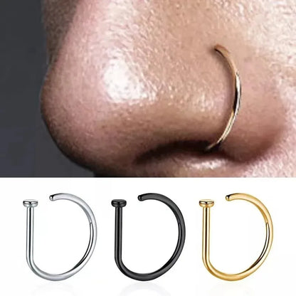 1pc Women Men Fake Piering Nose Ring Earrings, Fashion Punk Non