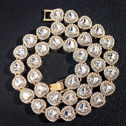 Men Women Luxury Prong Cuban Link Chain Necklace Bling Iced Out