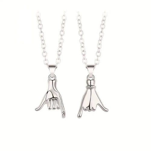 2pcs/set Pull Hook Hands Couple Necklace Pinky Swear Promise Love Hug