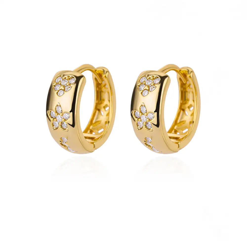 Zircon Round Hoop Earrings for Women Stainless Steel Round Circle Heart Evil Blue Earring Female Fashion Party Jewelry Gift BFF