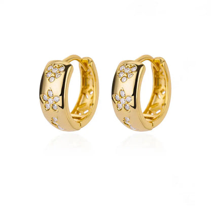 Zircon Round Hoop Earrings for Women Stainless Steel Round Circle Heart Evil Blue Earring Female Fashion Party Jewelry Gift BFF