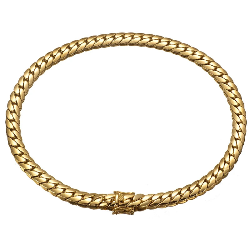Hip Hop Bling Gold Color Cuban Link Chain Necklaces Tank Chain Men's Whip Chain Necklace Men Rapper Jewelry Drop Shipping