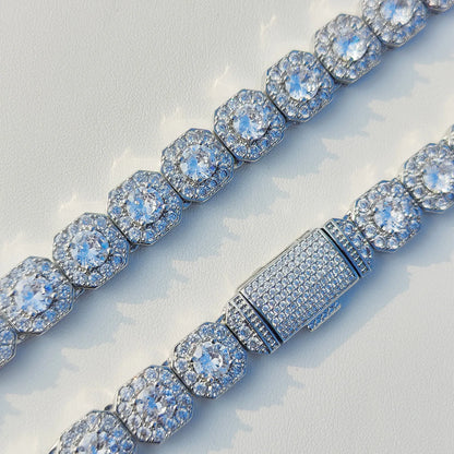10mm/12mm Cubic Zirconia Necklace Iced Out Ice Cube Cluster Tennis